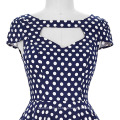 Belle Poque ahuecado de manga corta de estilo Vintage Vintage Polka Dots algodón vestido de 50 años BP000008-6